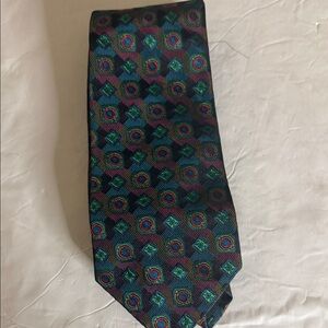Missoni silk  Tie with Green and Teal Geometric Motif